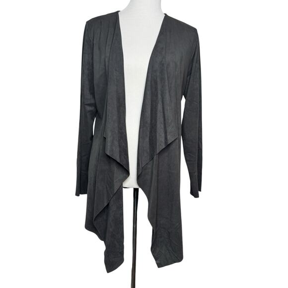 Soft Surroundings Faux Suede Waterfall Jacket Sz Large - Graphite Color - Picture 2 of 7